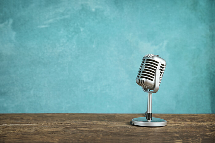 A microphone on a table